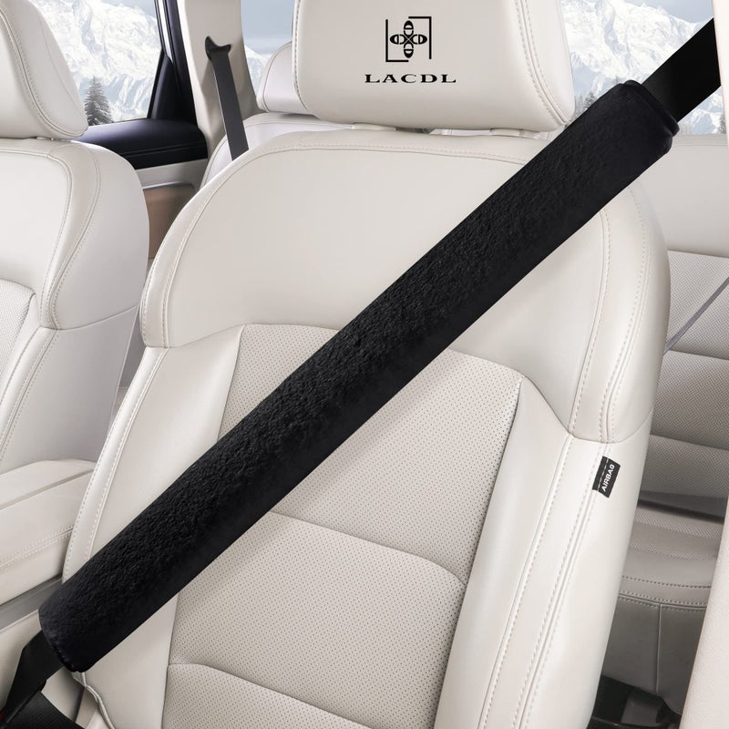 LACDL Extra Long Seatbelt Cover Super Soft Furry for Adults Kids Women & Men  Thick Plush Full Car Seat Belt Strap Cushion  Fluffy Shoulder Pad Protector  Auto Interior Accessories  1pc  Black  25.5in - Image 2